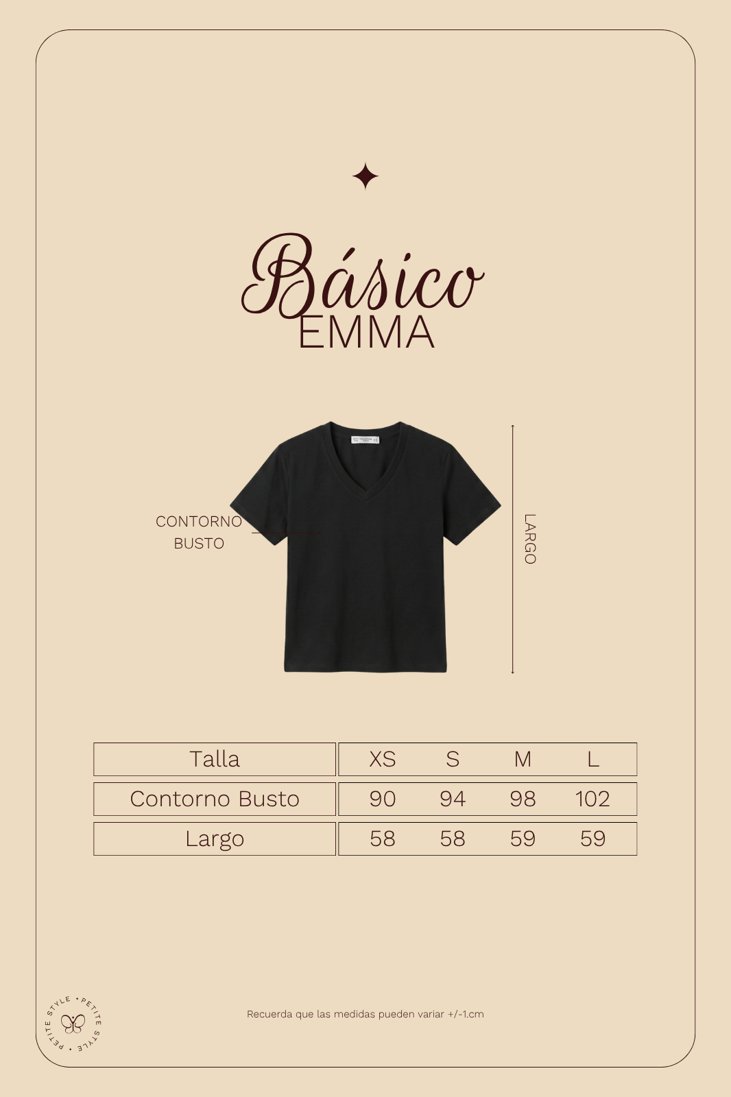 Polo Básico Petite Emma - Negro