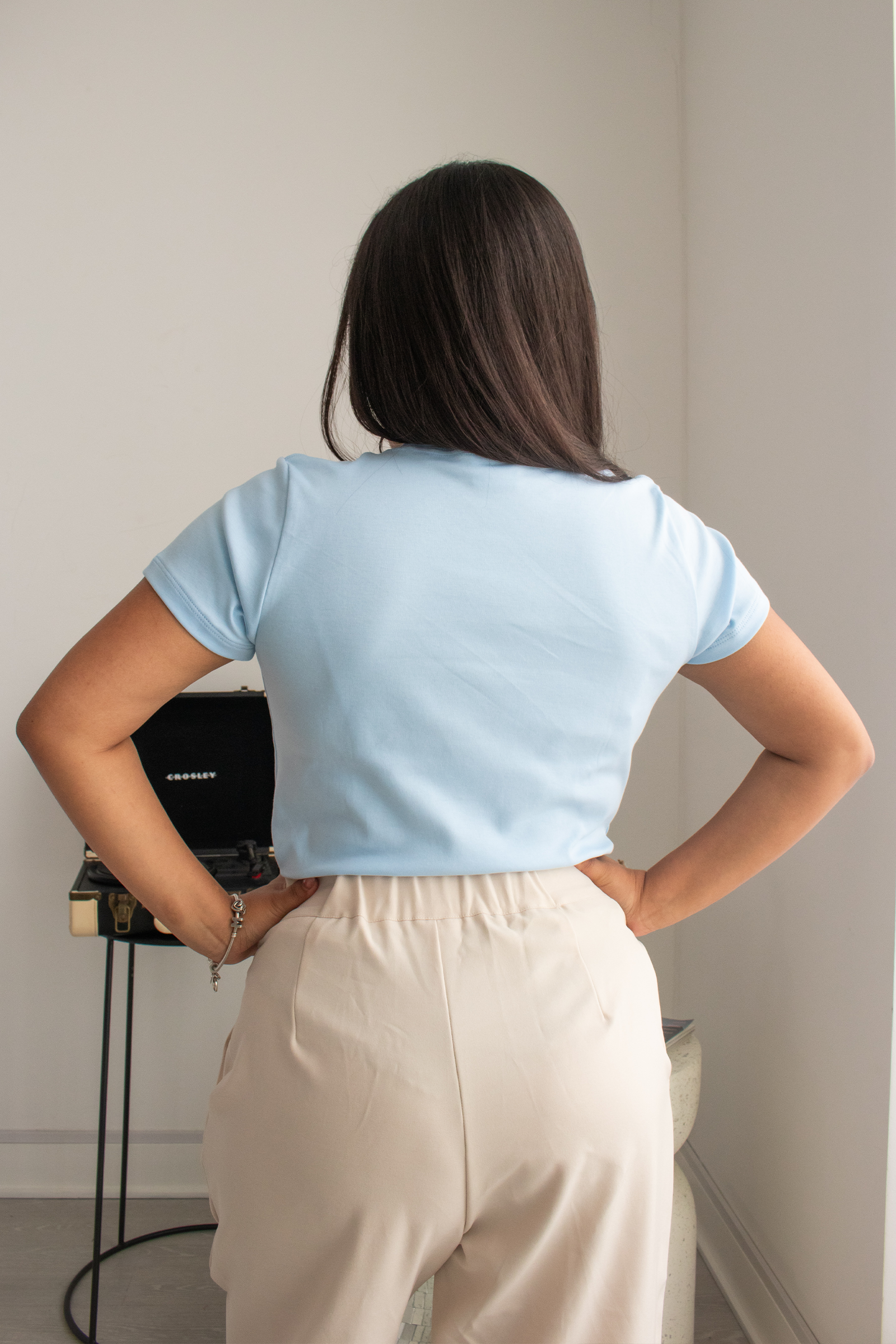 Polo Básico Petite Isa - Celeste