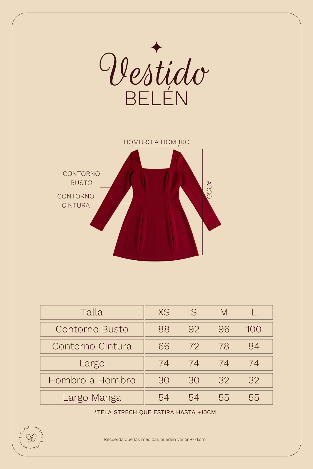 Vestido Petite Belén - Vino